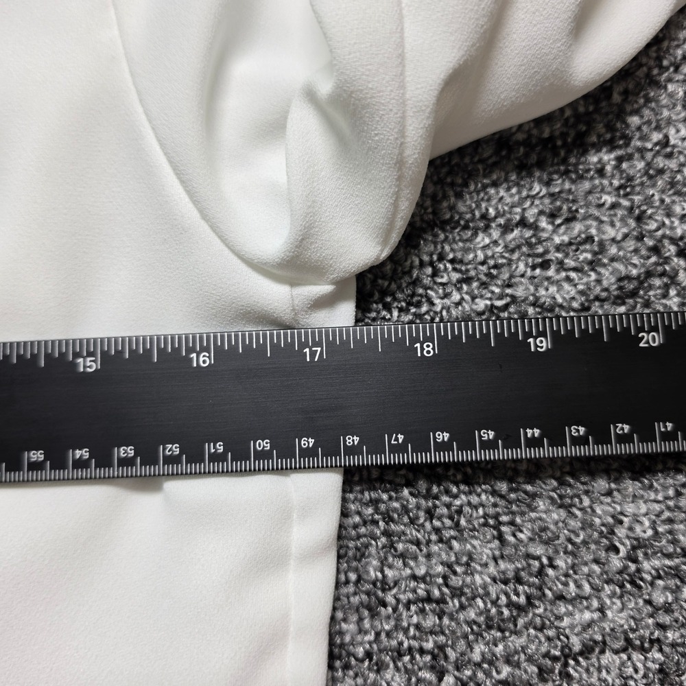 Tahari Blazer Women Small White Excellent Ruched 3/4 Sleeve Open Front Longline‎ - Picture 7 of 9